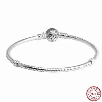 

Real 925 Sterling Silver Unique Snowflake Bangles Bracelets for Women Jewelry Sweet Engraving Clear CZ Winter Collection FLB032