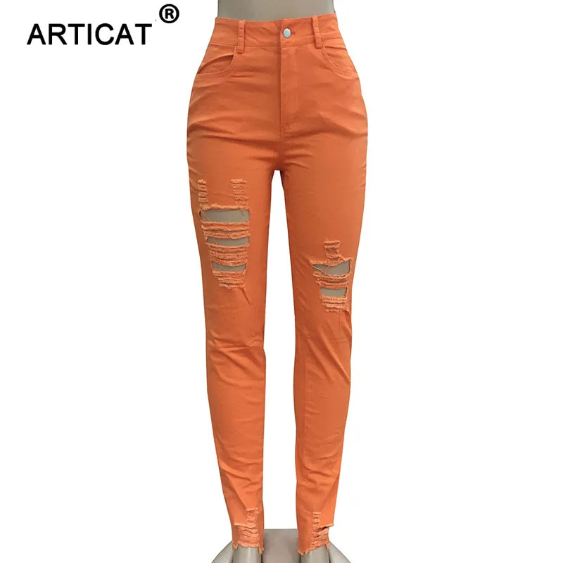 Articat неоновые зеленые сексуальные джинсовые брюки с высокой талией, женские обтягивающие летние узкие брюки, повседневные штаны женские джинсы размера плюс