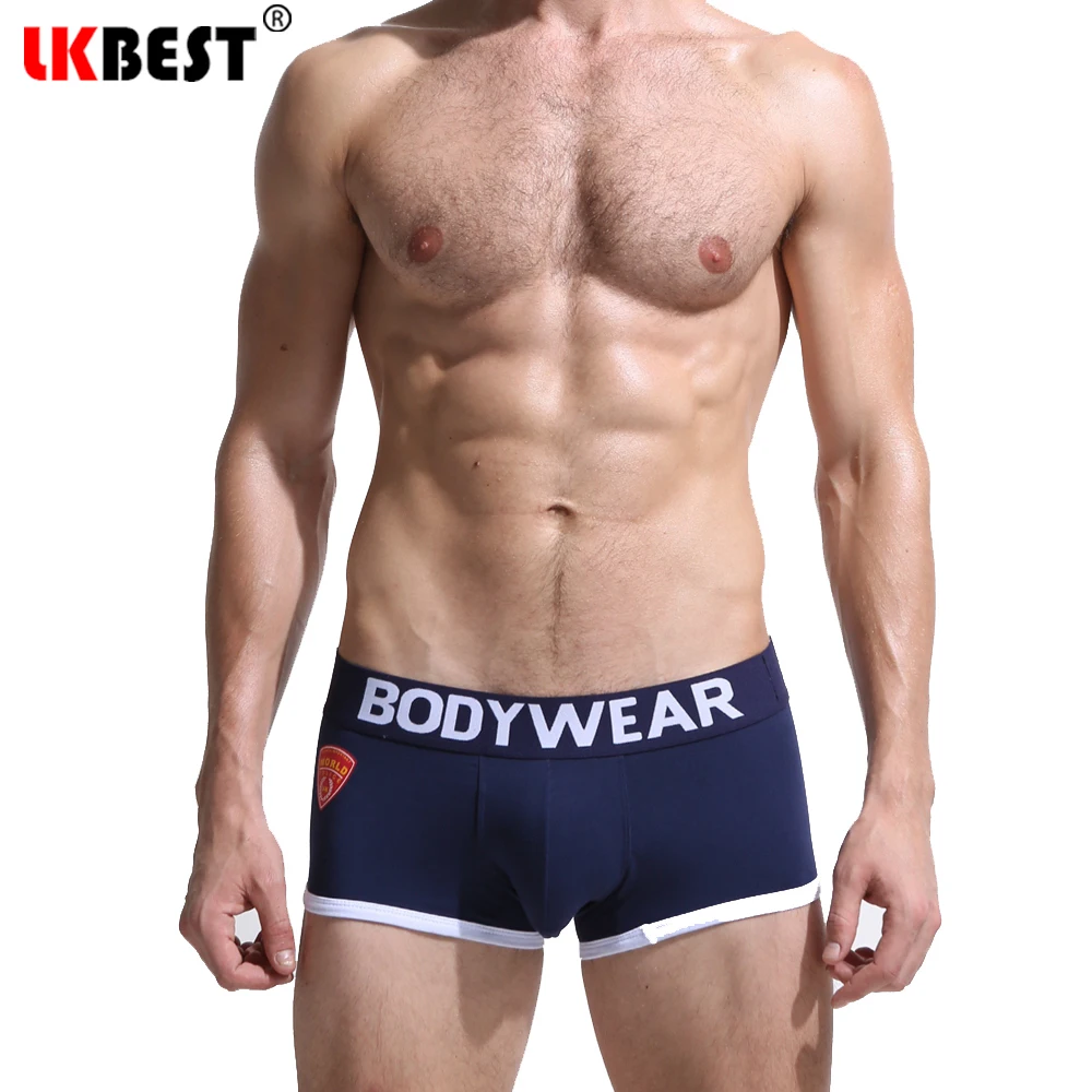 

2019 Newest men boxers WORLD POLICE underwear men cotton sexy gay underwear Convex Pouch Boy Men's Shorts 3 colors M-XL (N-192)