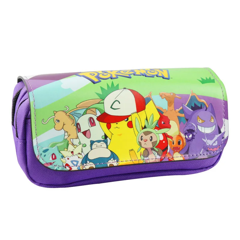 

2017 New Style Pokemon Pencil Bags Case Lovely Cartoon Pocket Monster Purse Pouch for Pen Stationery Cosmetic Leather Zipper Bag