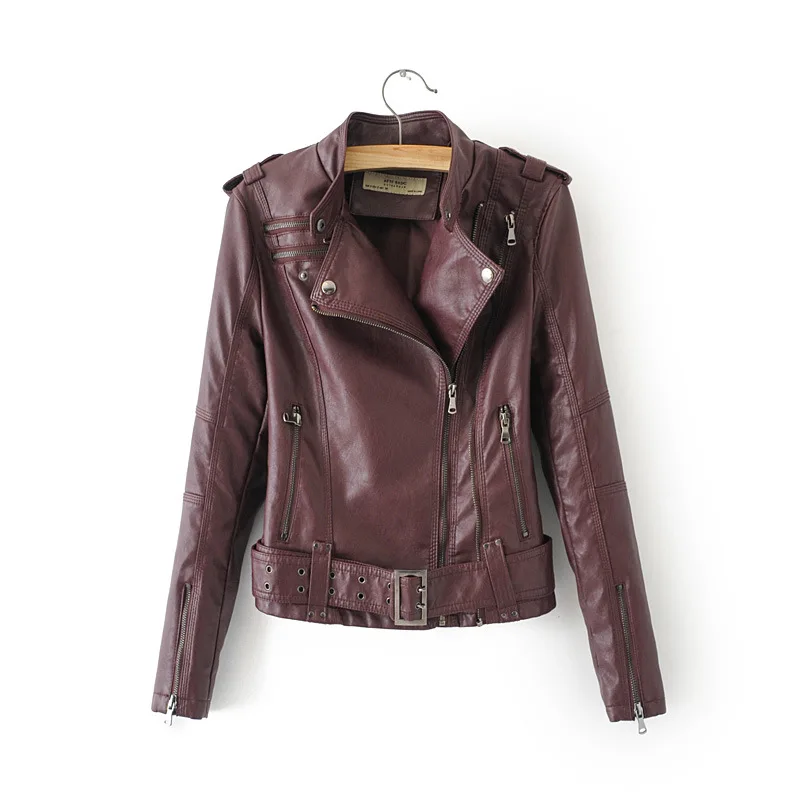 Женская кожаная куртка для мотоциклистов из искусственной кожи, модная женская куртка из искусственной кожи, новинка весны, размеры s, m, l, xl, высокое качество - Цвет: red