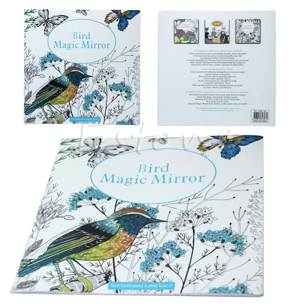 Nouveau Secret Jardin Oiseau Magique Miroir Enfants adultes Graffiti Coloration Livre Cadeau China