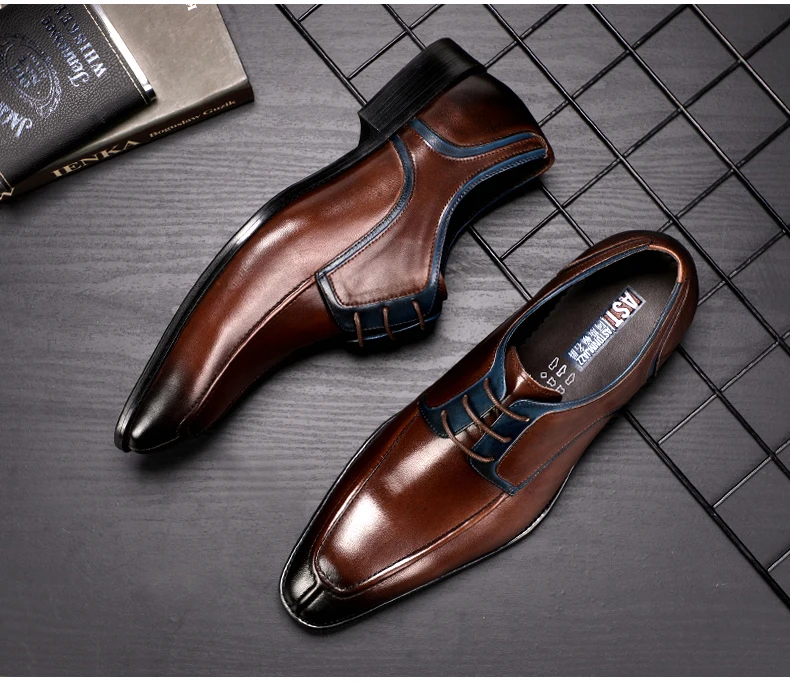 Men's Casual Shoe Business Mens Genuine Leather Shoes Men Big Size 45 Casual Leather Oxford Shoes For Men Lace Up Brogues Formal (2)