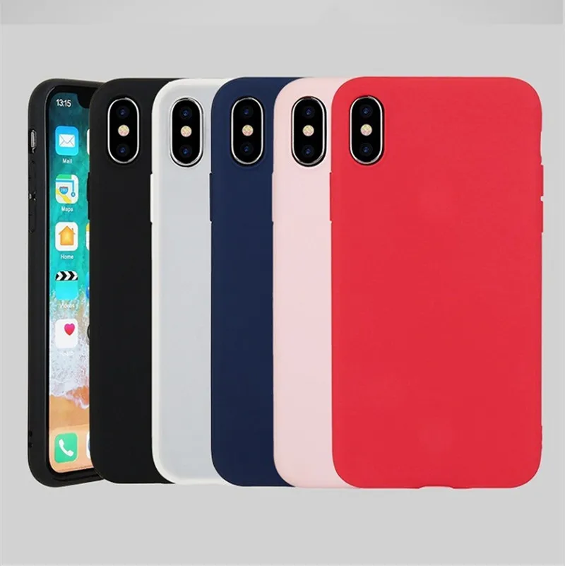 Solid Color Phone Silicone Case For iphone X Cute Candy Color Back