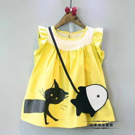 

Korean Children 2017 Girls Dress New Summer Dress Doll Cat Princess Dress