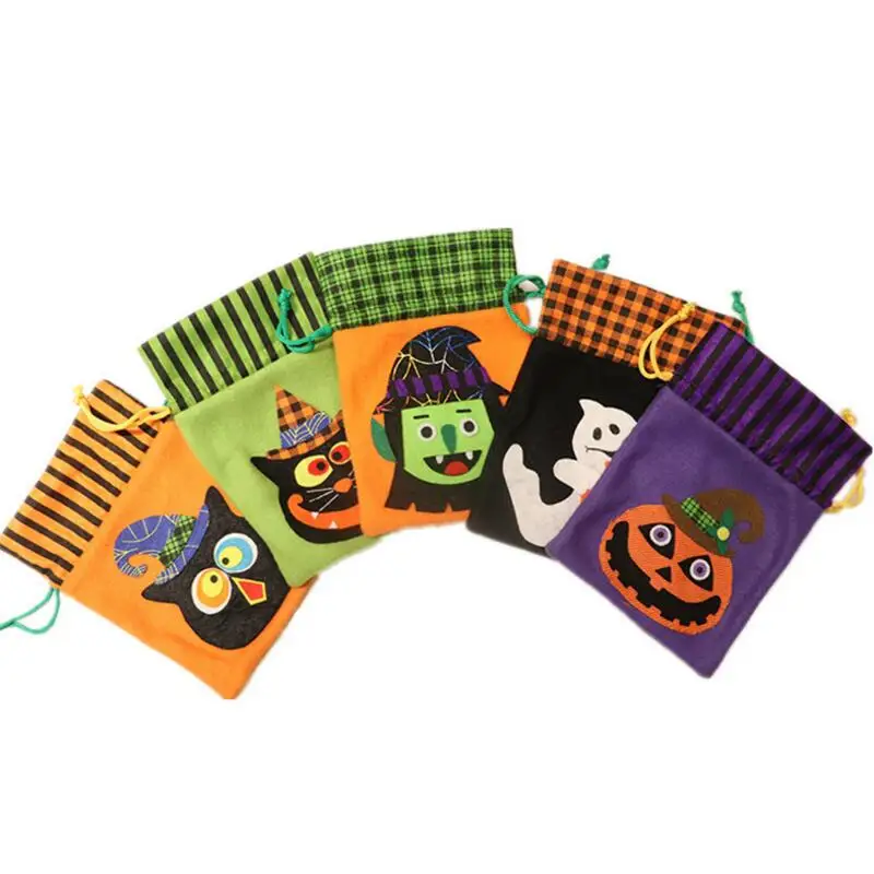 

3pcs/lot Non-woven Fabric Drawstring Bag Halloween Candy Gift Bag Witch Pumpkin Children's Festive Gift Bag Party Decoration