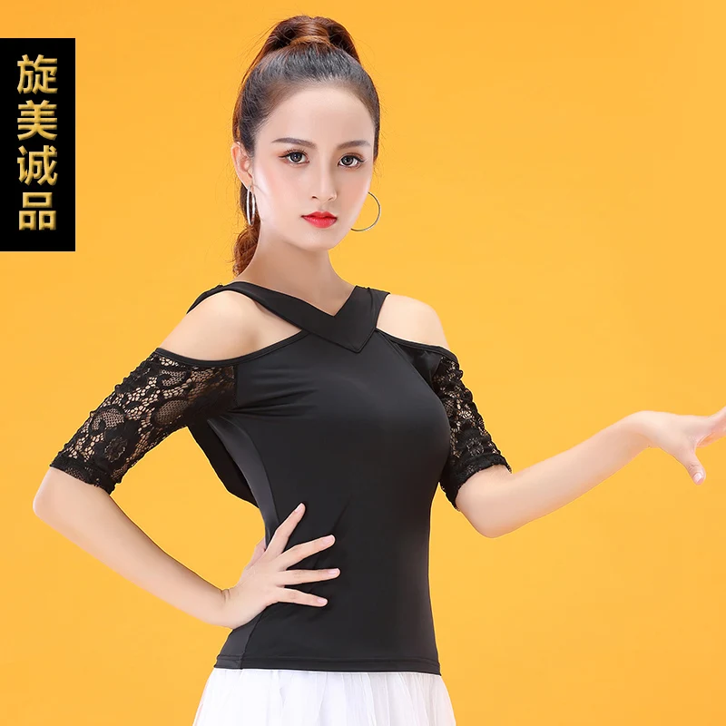 

New Latin Dance Garment for Adults, Modern Dance Top, National Standard Dance Dress, Middle Sleeve Practice Top YT0604