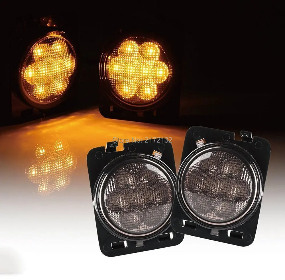 Promotion ! New 1pair Smoked Amber Parking Side Marker LED Light Front for Fender Jeep Wrangler JK | Автомобили и мотоциклы