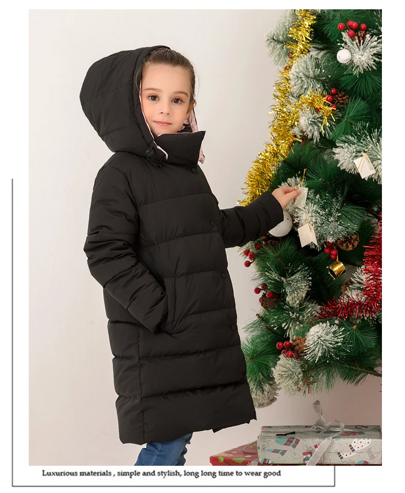 Kids Winter Jacket for Girls Winter Down Coat Teenage Girls Parkas Toddler Children Warm Long Hooded Outwear Size 6 8 10 12