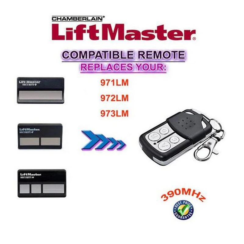 

100pcs 390mhz Liftmaster Garage Door remote control replacement 971LM/972LM/973LM /139.53681B/13953180 high quality