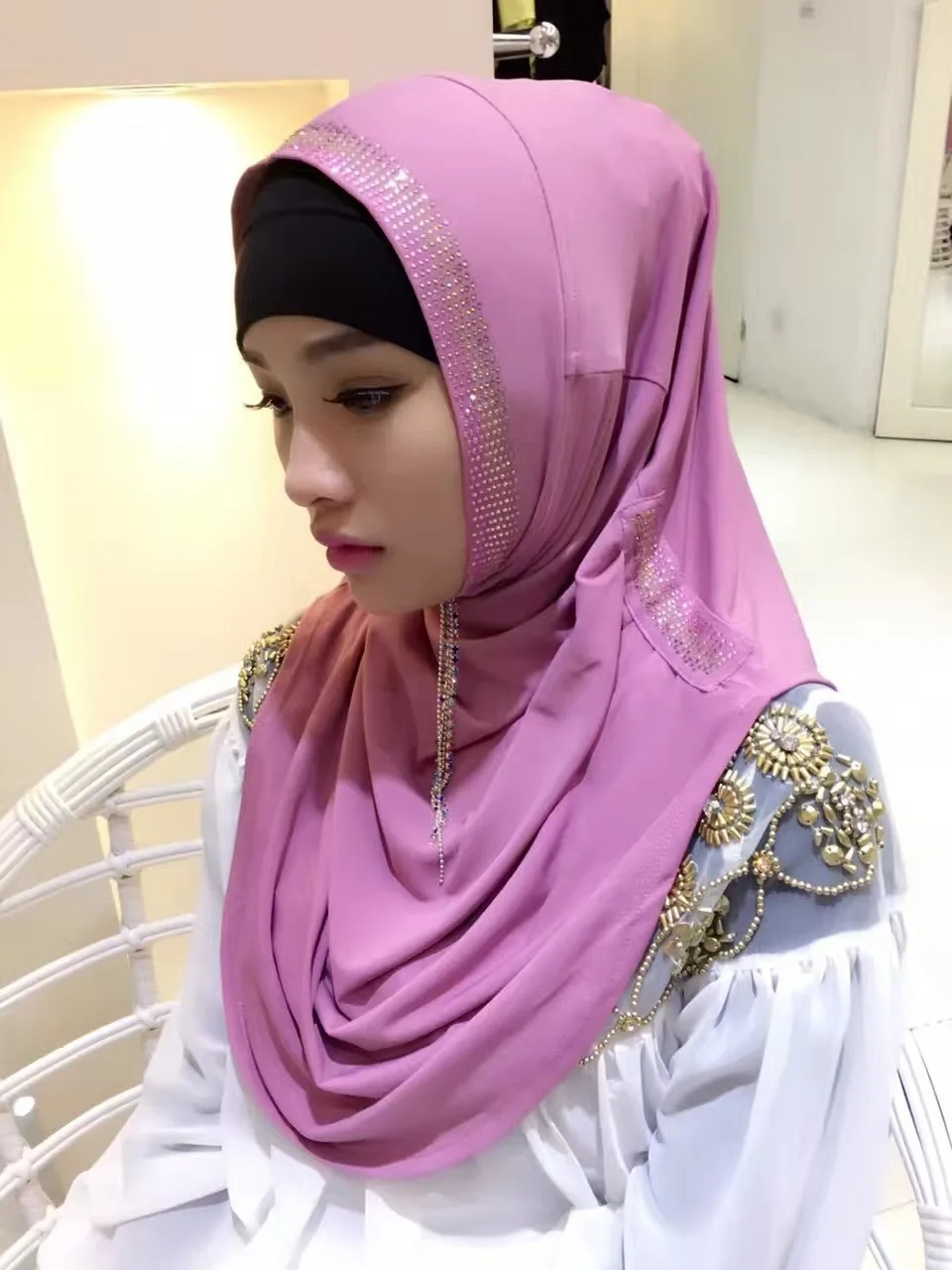 Мусульманские женские хиджаб шарфы-банданы, шапка, нижнее белье, шаль, платок, бриллиантовый шарф с капюшоном, мгновенный абайя, головной убор, Арабский исламский