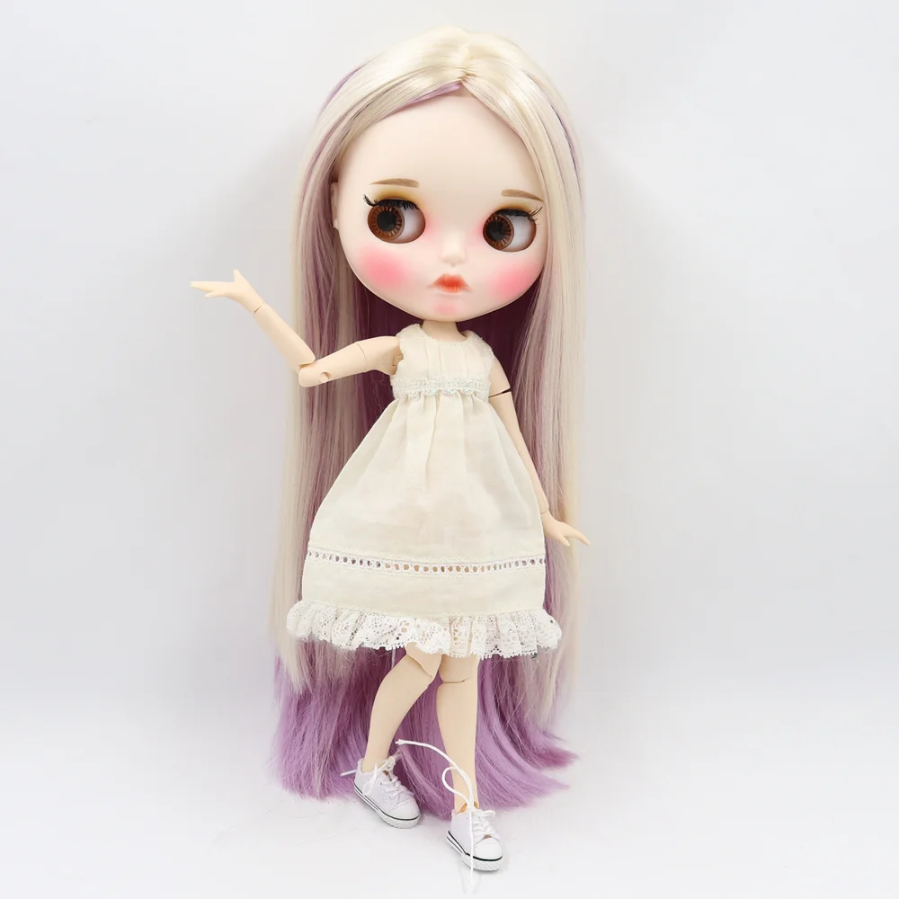 

Fortune Days 1/6 bjd doll 30cm joint body mixed color straight hair matte face with eyebrows Lip gloss Neo bjd doll gift toy.