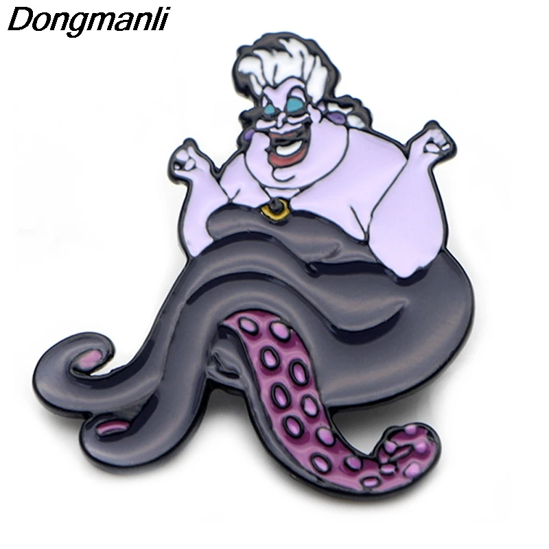 

P3865 Dongmanli Fashion Funny Octopus Cute Ursula Metal Enamel Brooches and Pins Collection Lapel Pin Badge Collar Jewelry