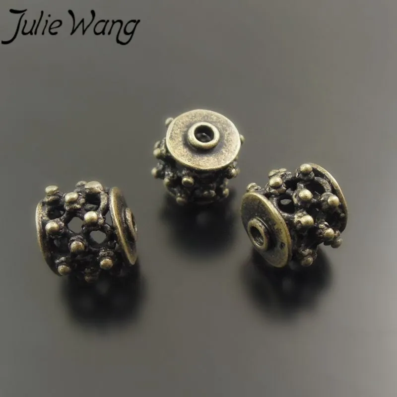 

Julie Wang 10pcs/pack Ancient Cyan Pendant Religious Style Jewelry Accessories Round Hole Hollow Shape Birthday Party Dance