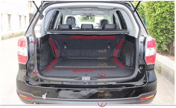 Комплект из 4 предметов черная сетчатая сетка для хранения автомобиля с четырьмя крючками для багажника автомобиля