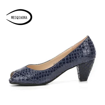 

2019 lente zomer nieuwe stijl schoenen voor platform peep toe mode pompen Genuine Leather serpentine party schoenen
