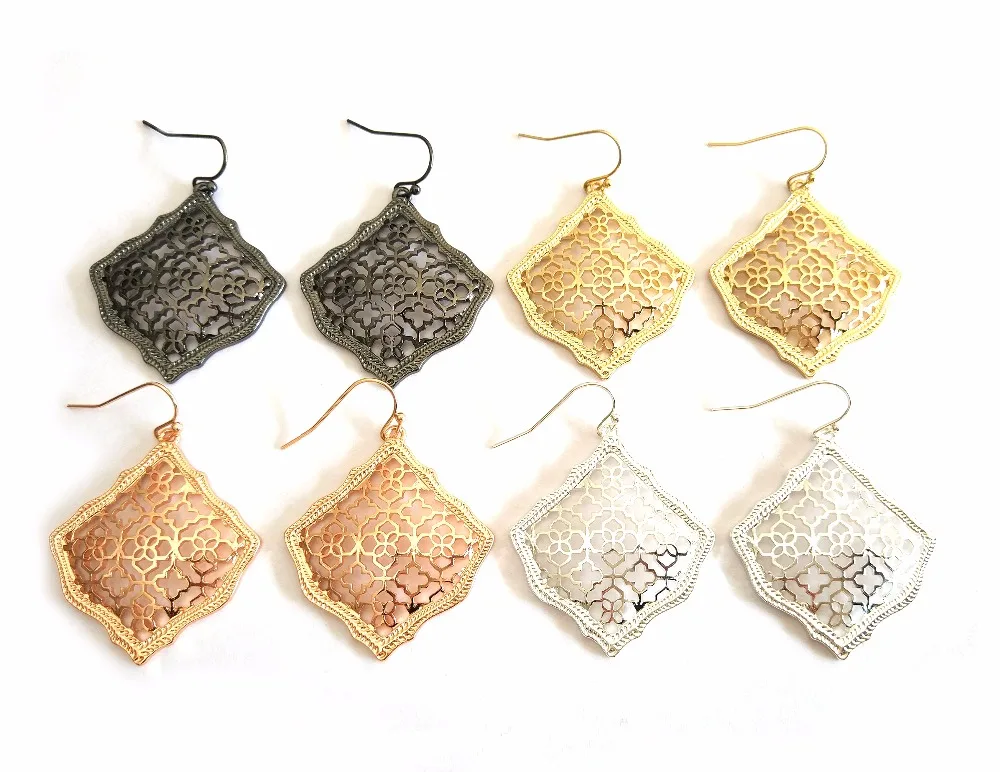 

2019 new filigree jewelry Square Kite Drop Earrings for Women