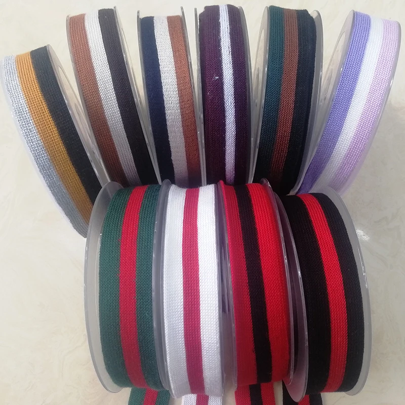 

JIETAI Mercerized Cotton Webbing With Contrast Strip Rib Band For Garment Clothing Accessory DIY Colorful Sewing Accessories