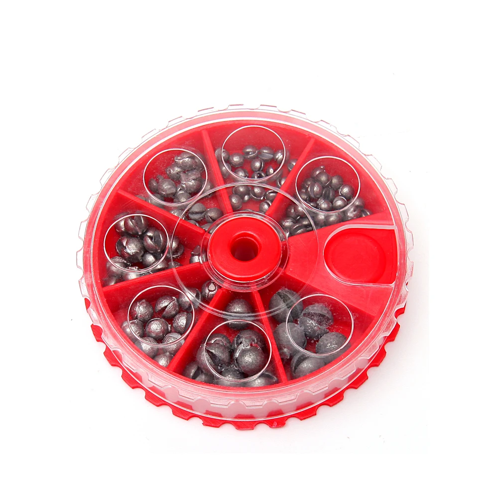 

5/7 compartments Fishing Sinker set Split Lead Shot Sinker Round Split Shot bite Lead Weight Fishing Tackle Accessories