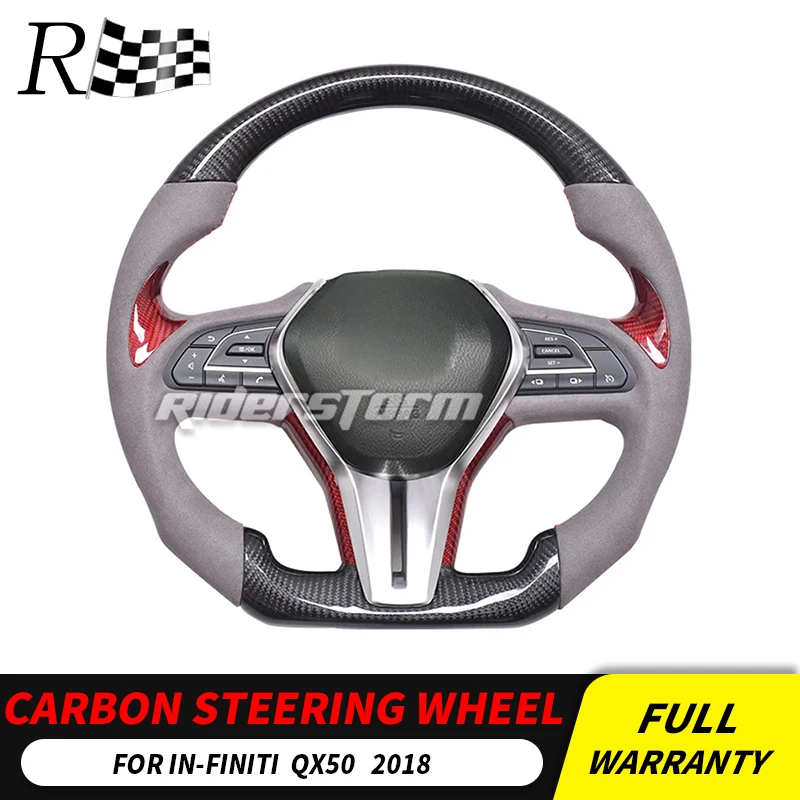 

For Infiniti QX50 Q50L Carbon Fiber Steering Wheel Universal Replace control button airbag paddle shifter steering wheel 2018