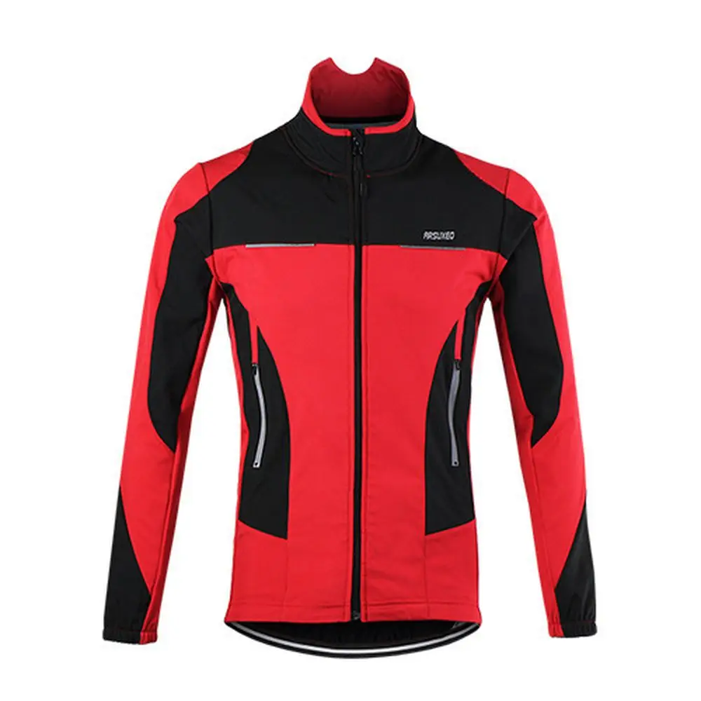 

ARSUXEO Bicycle Jackets Thermal Warm Spring Winter Men Cycling Outerwear Windproof Waterproof Reflective Bike Riding Coat