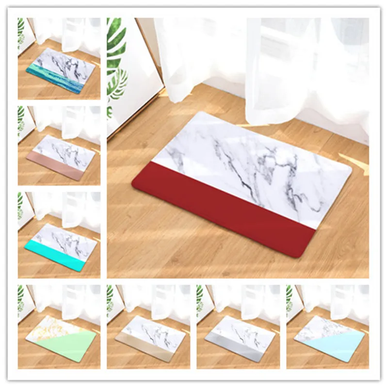 

Welcome Floor Mat Marble White Printing Flannel Entrance Carpet 40x60cm 50X80CM Kitchen Rug Bathroom Non-Slip Tapete