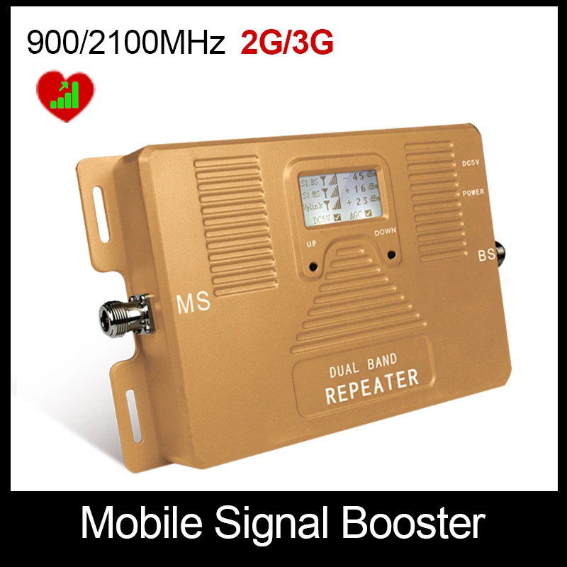 Image Hot sale!  only repeater dual band 2G 3G 850 2100mhz cell phone signal booster top quality amplifer with LCD display
