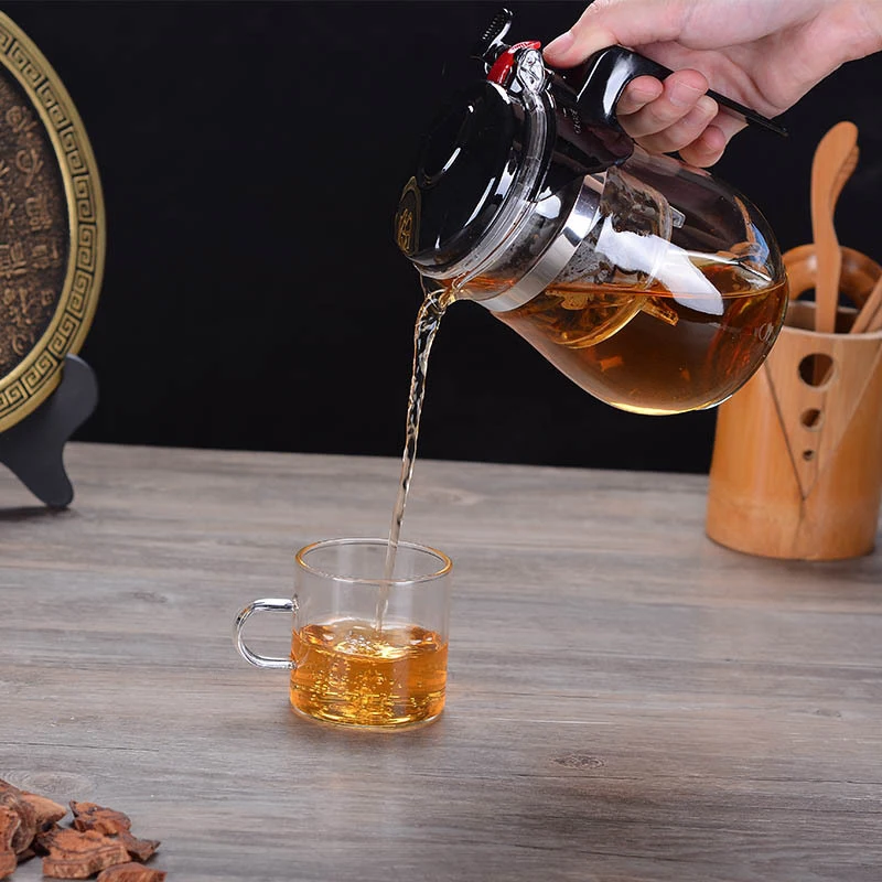 

500ml/750ml Heat Resistant Glass Teapot Convenient Office Tea Pot Chinese Set Puer Kettle Coffee Glass Maker