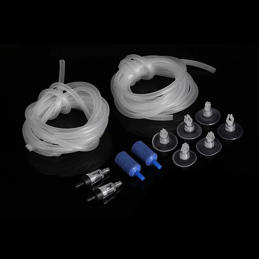 

2pcs 2.5m 4mm Aquarium Oxygen Pipe Soft Hoses + 2pcs Stop Valve 6pcs Suction Cups + 2pcs Air Bubble Stone Fish Tank Accessories