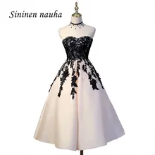 Vestidos de Festa de formatura Querida Black Lace A Linha Tea-Comprimento do Regresso A Casa Vestido de Cocktail Para Juniors Graduação Vestido De Festa 143