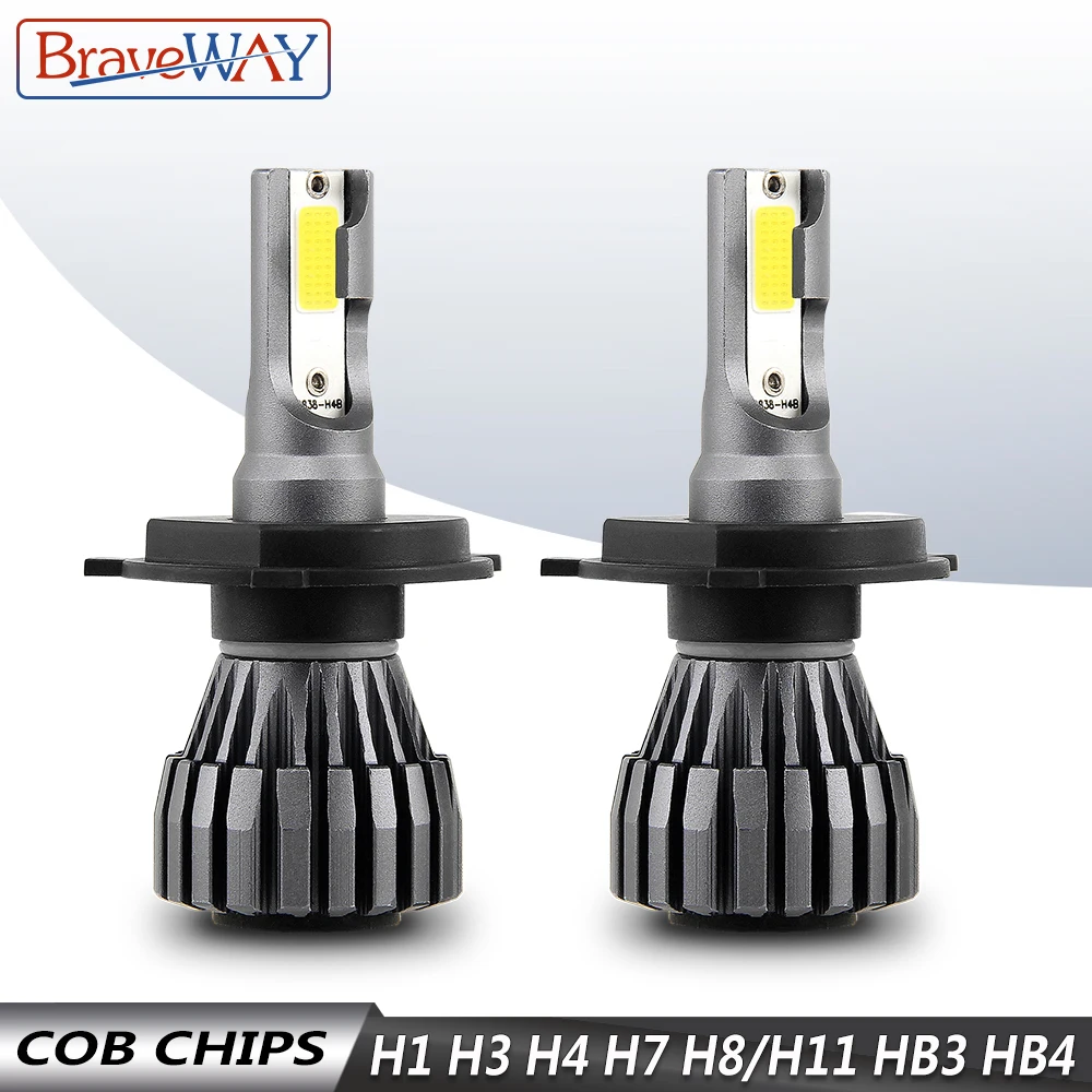 

BraveWay H4 LED Auto H1 H3 H7 LED H4 Lamps Motorcycle Car Headlight H7 H8 H9 H11 9005 HB3 9006 HB4 6500K 12V