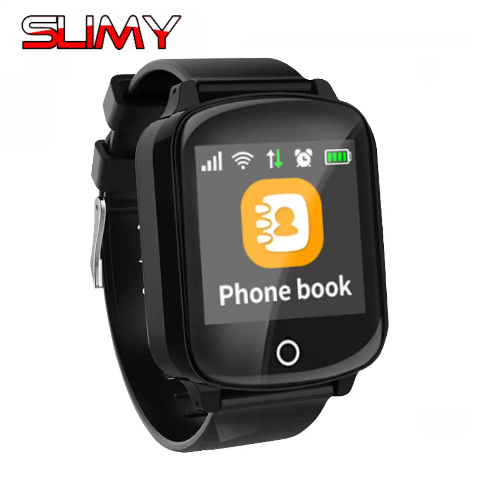 

Slimy Elderly Smart Watch D200 IP68 Waterproof GPS+LBS+Wifi Location Tracker Anti-lost Smartwatch Heart Rate Monitor Fall Down