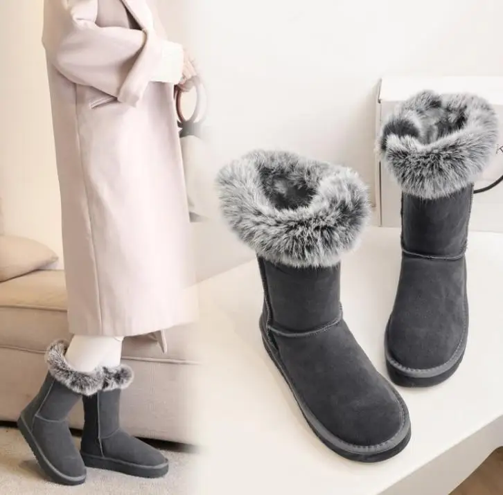 

2017 winter new Korean frosted leather female snow boots round waterproof platform in the tube boots snow boots