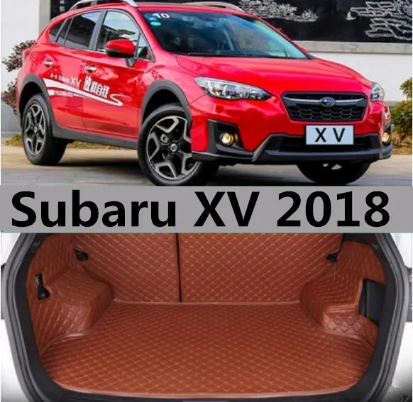 

Car Embroidery Leather Full Rear Trunk Tray Liner Cargo Mat Floor Protector Foot Pad Mats For Subaru XV 2018 2019 2020