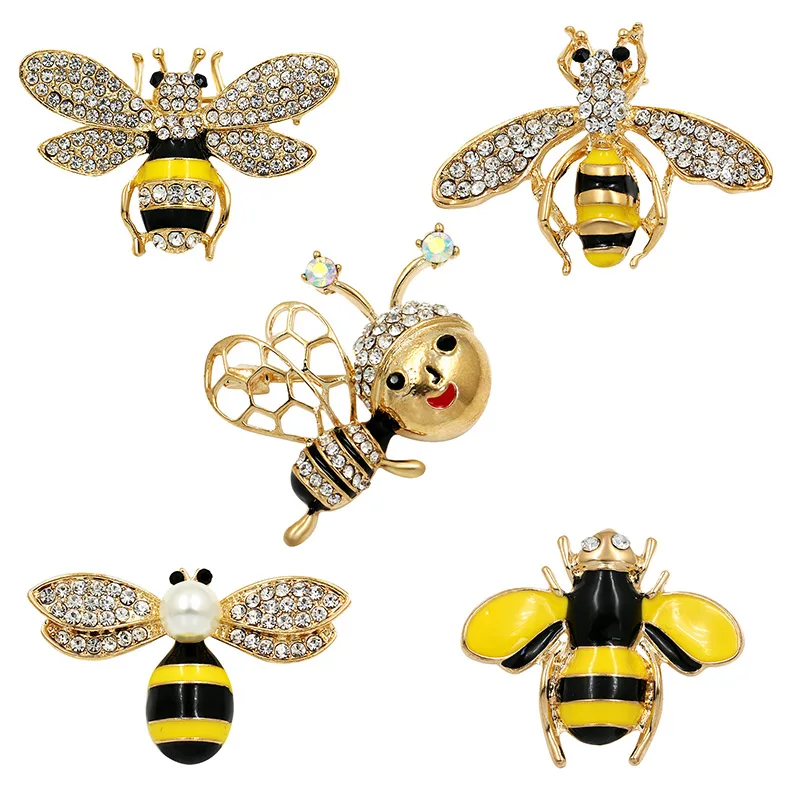 

WEIMANJINGDIAN Brand Crystal Rhinestones and Enameled Bee Hornet Brooch Pins for Women Fashion Costume Jewelry Accessories