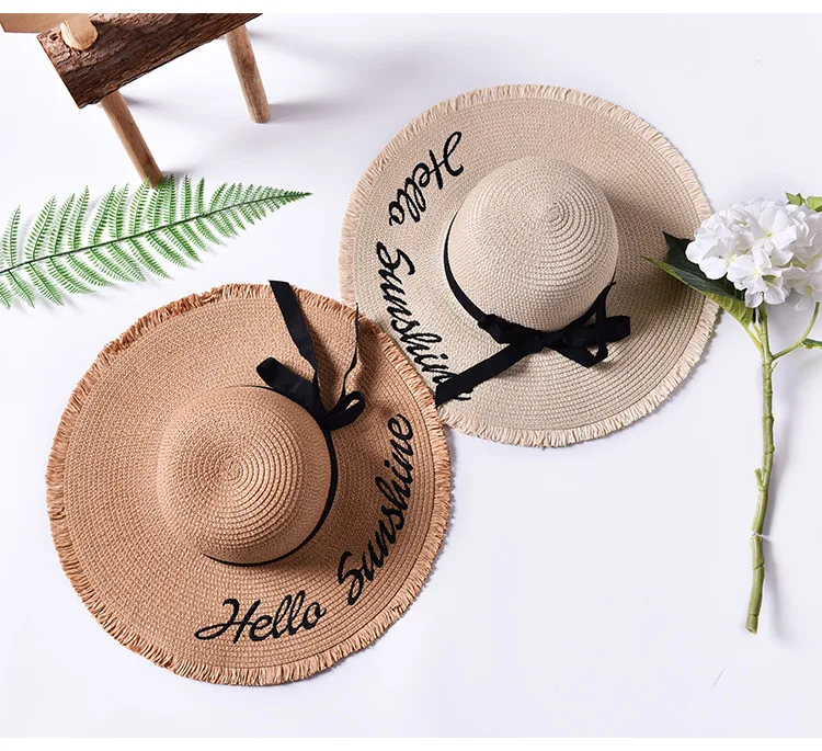 Хит, шляпа от солнца с большими полями для женщин, цветная Складная соломенная шляпа ручной работы, Женская Повседневная Кепка, летняя шляпа, пляжная кепка