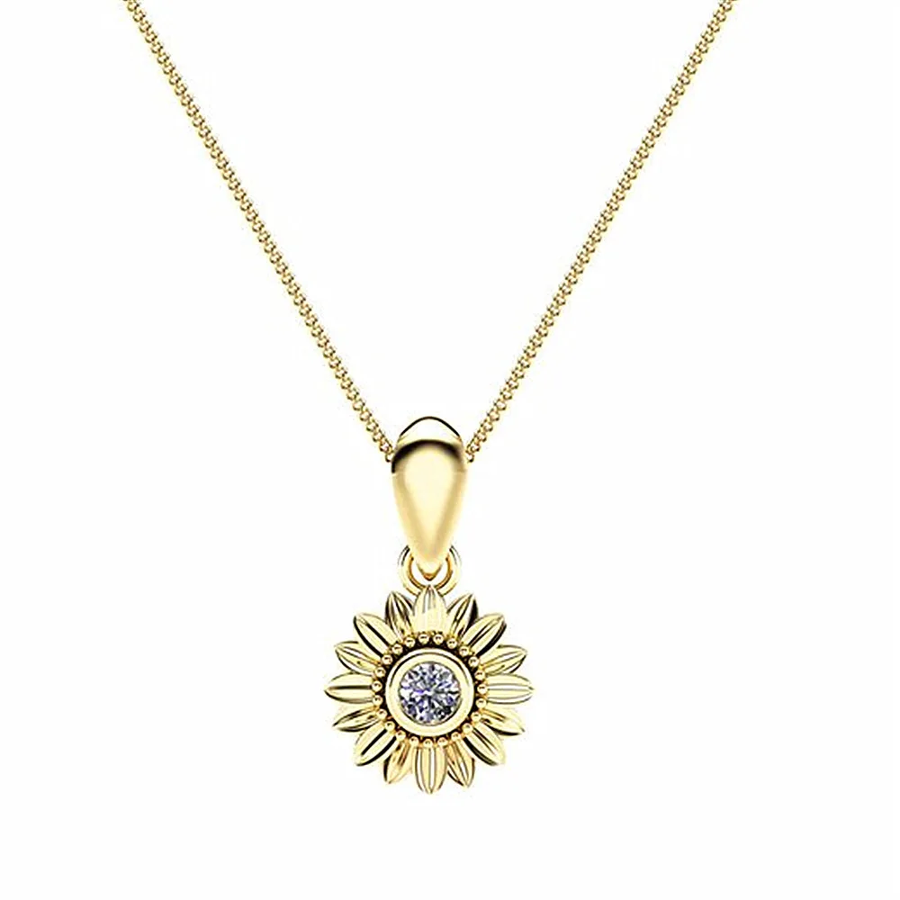MKENDN CZ Камень Модные ювелирные изделия Femme золото серебро цвет милый Подсолнух кристалл кулон ожерелье для женщин