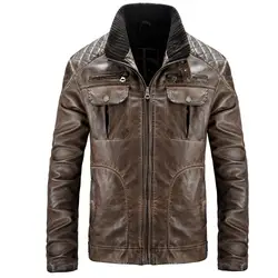 Новый осень-зима мотоциклетные Кожаные куртки Для мужчин Повседневное Винтаж кожаная куртка пальто Мужской топы верхняя одежда, жилеты en