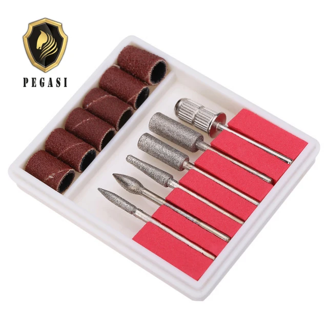 

PEGASI 6pcs Metal Grinding Head Diamond Arm Polishing Drill Sets Needle Electric Mnicure Replacement Accessories Nail Scrubbing