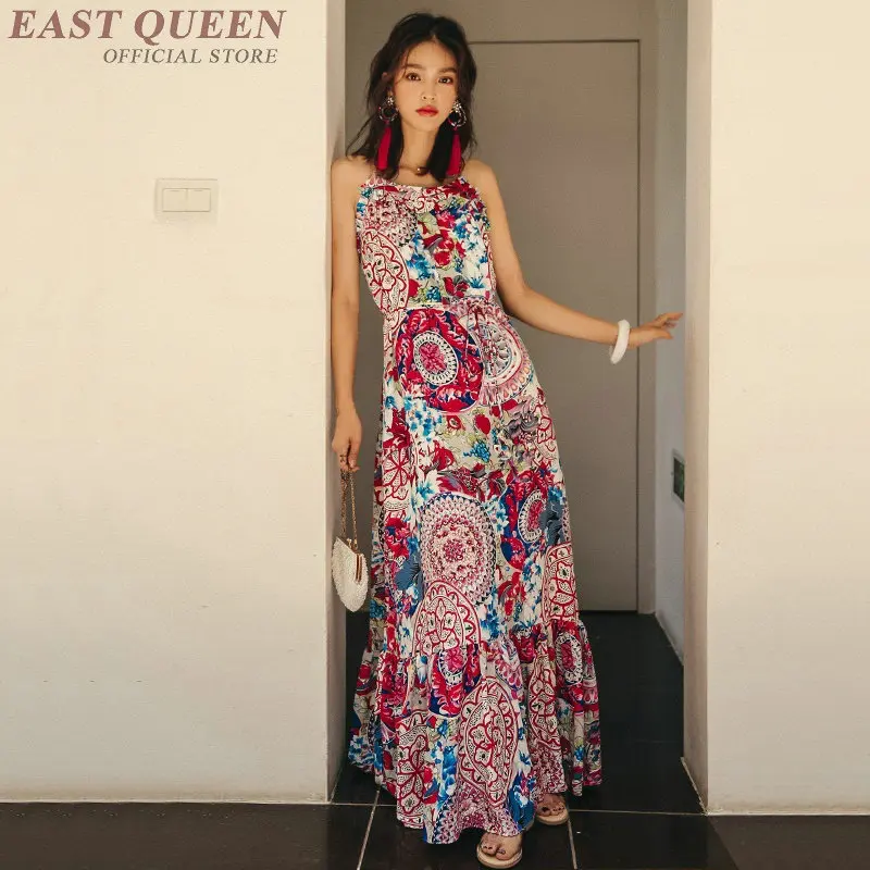 

boho chic ladies dresses fashion beach holiday sundress spaghetti strap tropical floral mexican dress women summer 2019 AA4818