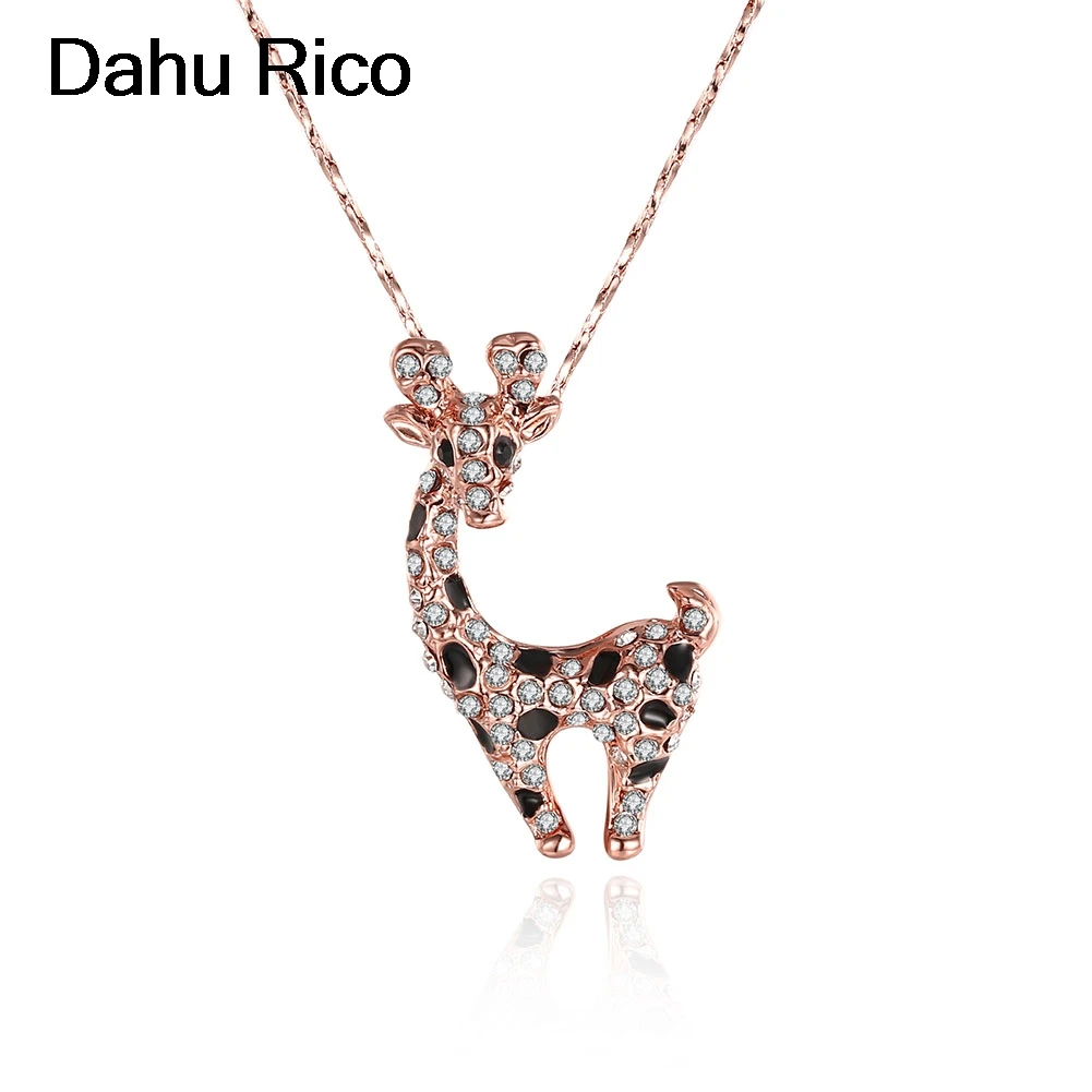 

collar collares pendant necklaces & pendants women ladies white rhinestone rose plaque gold color monili bu Dahu Rico necklaces