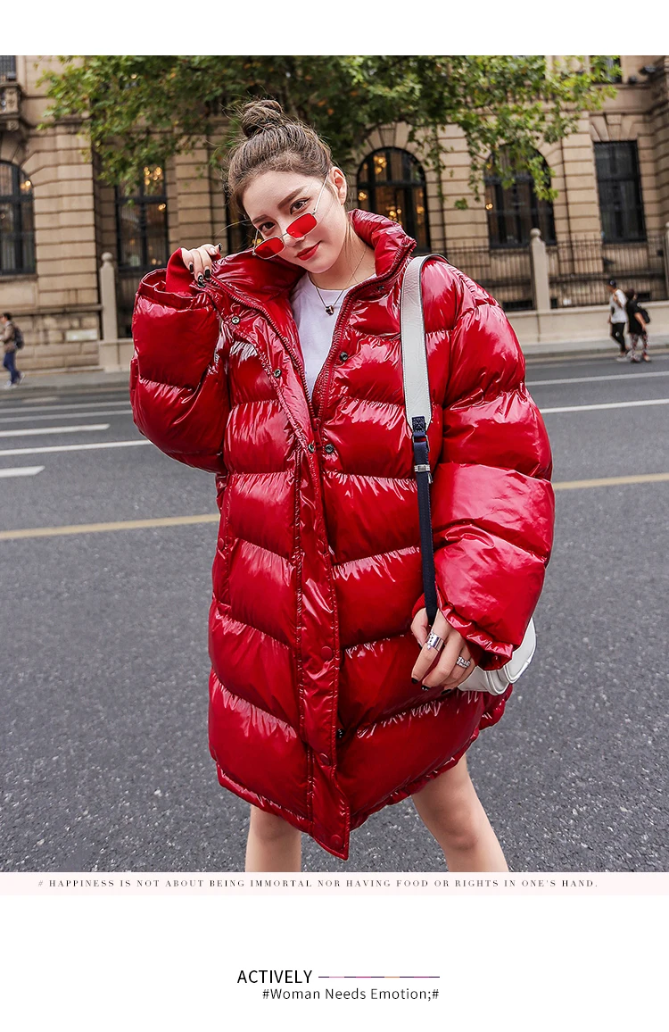 2019 плюс размер Свободная куртка-пуховик женская одежда зимнее пальто толстая теплая хлопковая парка Корейская яркая металлическая