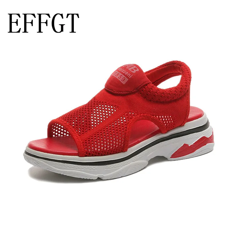 ladies red walking sandals