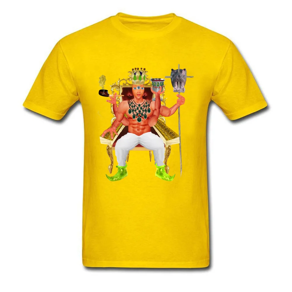Popular Psychedelic Third Eye King T Shirts Round Collar Cotton Fabric Men's Tops Shirts Short Sleeve Summer Fall Clothing Shirt Psychedelic Third Eye King yellow