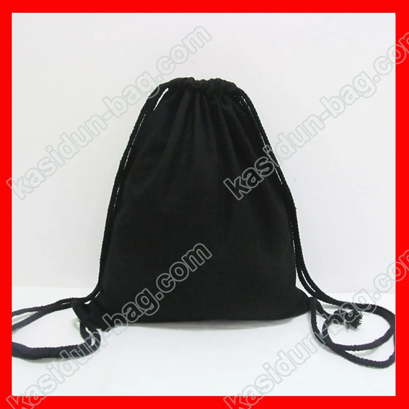 black canvas drawstring backpack