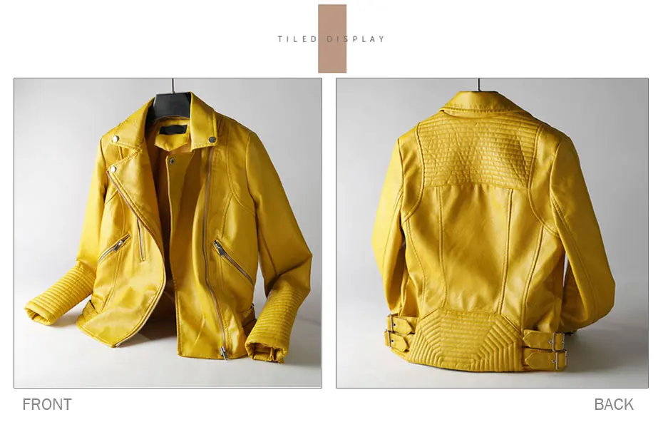 Желтая куртка из искусственной кожи женская Байкерская байкерская куртка на молнии с заклепками куртка из искусственной кожи куртка для женщин