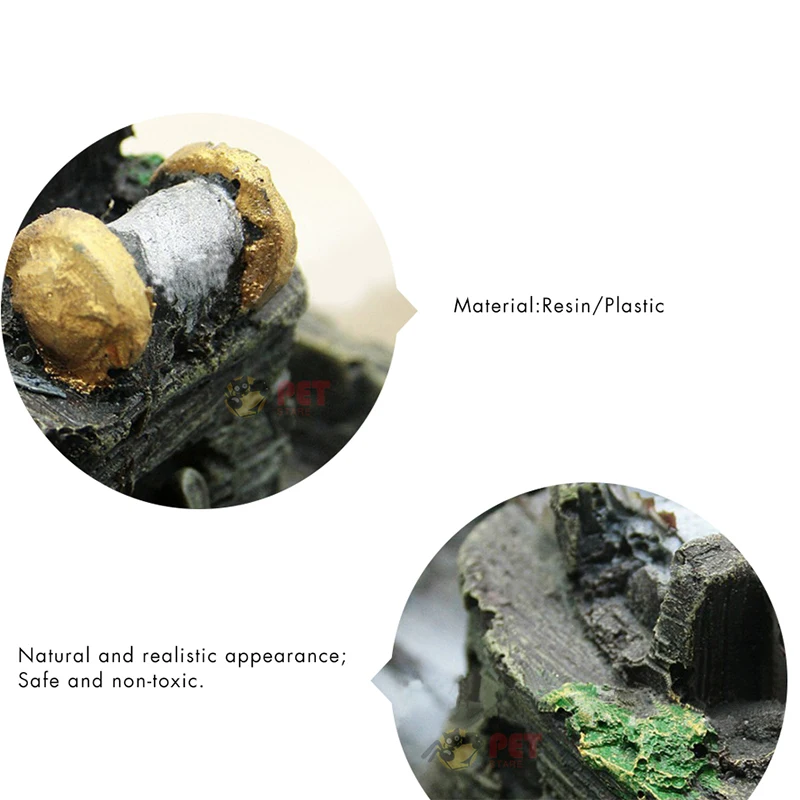 Aquarium Decor Fish Tank Resin Shipwreck Decoration Pirate Treasure Ship Fishing Net Ornament Accessories Statue For Fishes Hide