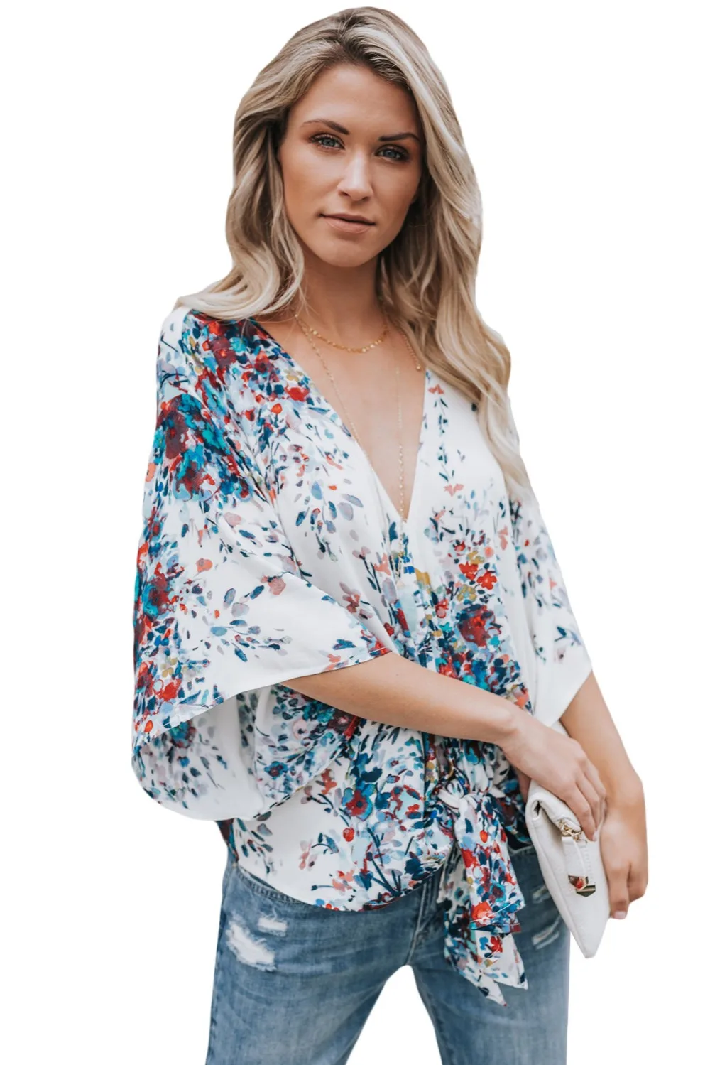 White-Flowerlet-Print-Tie-Front-Kimono-Sleeve-Blouse-LC251052-109-1