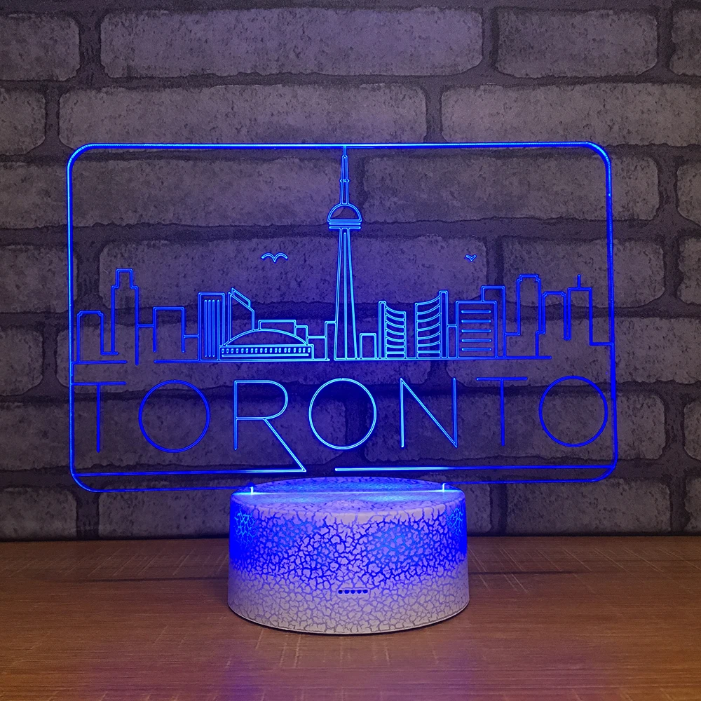 Toronto3D ночник креативная Иллюзия 3d лампа светодиодная 7 цветов меняющая