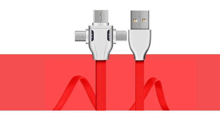 3 в 1 кабель USB светильник плоский кабель Micro usb type-C кабель для huawei Xiaomi Redmi samsung USB кабель для iPhone XR X XS MAX - Цвет: Red